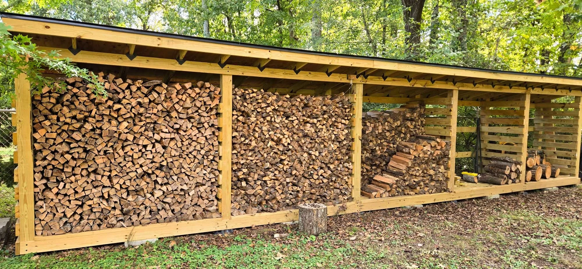 The full 40-foot firewood shed. We build them to whatever size you need., Oak Ridge, TN
